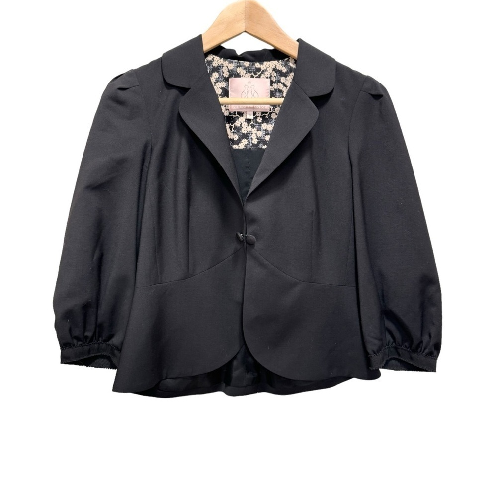 Rebecca Taylor Blue Cropped Wool Blazer Jacket Size 8